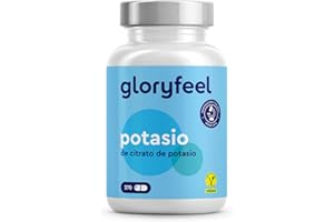 GLORYFEEL Citrato de Potasio 2446mg - 270 Cápsulas (+4 meses) - Suplemento Deportivo Natural de Alta Potencia - Altamente dosificado: 800mg de Potasio elemental - Vegano, sin aditivos