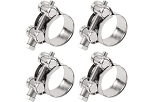 HOZZWHOO T-Bolt Hose Clamps Adjust Tube Clamps 23-25mm 304 Stainless Steel Heavy Duty Pipe Tube Clamp(4 Pcs)