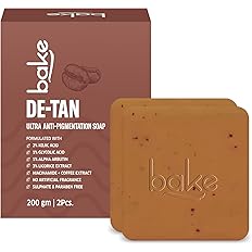 BAKE De-Tan Scrub Treatment Coffee Soap (200Gms Pack of 2) | Ultra Pigmentation Soap for Tan Removal | With 2% Kojic Acid, 1%