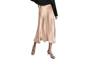 Zeagoo Gonne da donna a vita alta gonna elegante midi in raso