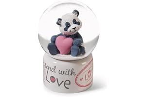 NICI Bola de Nieve, de Cristal, de Purpurina Panda Love de 6,5 cm, Blanca, Accesorio Decorativo, Idea de Regalo para la Amistad, 62631
