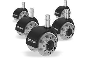 COSYLAND 5PCS Roulette Chaise Bureau 10x22mm - Roulettes Silencieuses, Capacité 300 kg - Pour Chaises 1KEA - 360° Glisse Fluide, Installation Facile, Hauteur 5.5 cm, Roues Argenté