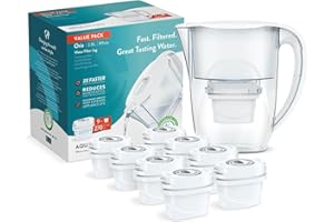Aqua Optima Oria Water Filter Jug & 9 Evolve+ Filter Cartridges, 2.8L, White - Fridge & Dishwasher Friendly - Reduces Limescale, Chlorine and Other Impurities - By Laica (Packaging May Vary)