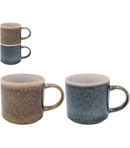 2 Mugs En Forme De Cœur En Grès – 250 Ml, Environ 9x9 Cm, Emballage Kraft (Idéal Cadeau Couple, Saint-Valentin)
