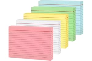‎KOOGEL Koogel Karteikarten A6 liniert, 250 Stück in 5 Farben, Lernkarten für Notizen, Vokabeltraining, Prüfungsvorbereitung, School Supplies, 14,8 x 10,5 cm