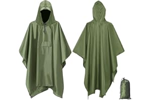 WOWOSS Waterproof Raincoat Poncho Adults 3 in 1 Multifunctional Waterproof Rain Cape Lightweight Reusable Rain Cape with Hood Emergency Rainwear for Hiking, Traveling, Camping, Outdoor Activities