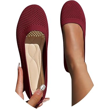Ballerines Femme En Tricot - Chaussures Plates Confortables été - Bout Rond Antidérapantes