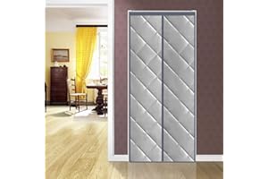 HMHD Cortinas Termicas Aislantes Frio y Calor, Cortina Termica Puerta Completo MagnéTico Cortina Aislamiento Acústico Anti-Frio, para Pasillos/Puertas -Gris-100x220CM