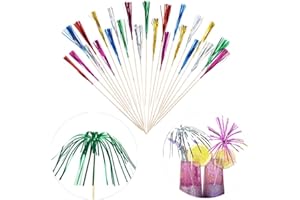 FLZONE Palitos de Cóctel,100 Palillos de Cóctel Brochetas de Bambú Palillo de Frutas para Cócteles Aperitivos Frutas Postres Artículos de Fiesta Brocheta de Frutas-Fuegos Artificiales