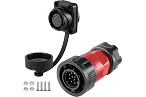 CNLINKO YM-20 12 PIN Waterproof Connector, IP68 Circular Connector, Quick Plugging Aviation Connector, PBT Plastic Shell Solder Connector M20 Male -Female Flange Socket (4 Hole Model)