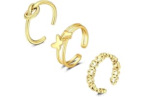 WillTen 2-4Pcs Bague d'orteil en argent en acier inoxydable réglable Bend Open Toe Ring, Bague d'orteil fine en CZ pour doigt de pied de plage d'été pour femmes et hommes