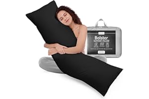 Rohi 5ft Full Body Pillow with Black Pillowcase–Hollowfibre Filling – Orthopaedic 19"x 60" King Bed Size Long Pillow – Bolster Pillow for Maternity, Back & Neck Support –Side Sleeper pillow