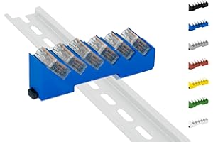 PRINT WORTH 3D Din Rail Hutschienenhalter für 6x Wago Klemmen/lever clamps 221-412/413 (Wagoklemmen nicht im Lieferumfang!) (Blau)