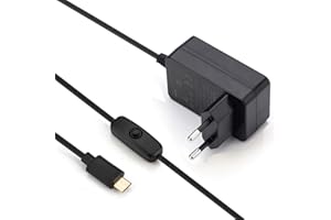 Aukru Caricabatterie Micro USB 5V 3A con interrupteur on off Alimentatore per Raspberry Pi 3/2 Modelo B+ Plus/B,Nero(upgrade version)