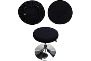 HuaLiSiJi Funda Taburete Redondo 1 Piezas Funda Redonda Taburete, Elástica Lavable Fácil de Limpiar Suave y Duradera, para Silla de Taburete 30-40cm (1 Piezas Negro)
