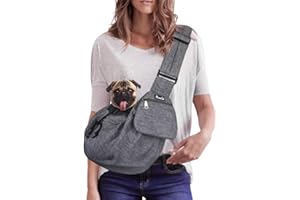 Nasjac Tragetasche Hund, Hand frei Hundetragetuch mit Bodenstützen Komfortable hundetasche mit Verstellbarem Gepolstertem Schultergurt und Reißverschlusstasche für klein Hunde Katzen im Freien Reisen