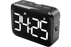 NOKLEAD Cyfrowy minutnik kuchenny do gotowania: magnetyczny timer z dużym wyświetlaczem LED, regulowana głośność i jasność, łatwy w obsłudze dla dzieci starszych – bateria w zestawie biała