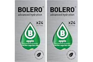 Generico Set Bolero Drink da 48 Bustine 3 grammi Apple Mela 3 gr Gusti Diversi Assortimento alla Frutta Preparato Polvere Solubile Bevanda Fresca in Acqua,144 grammi dolcificato stevia,0.14 kilograms