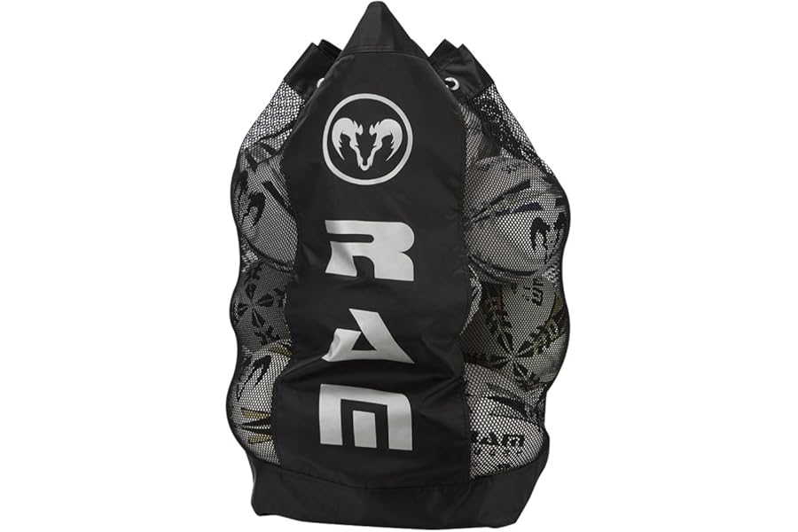 Ram Rugby Backpack Breathable Ball Bag - Black - Holds 14 Rugby Balls – Adjustable Shoulder Straps – Padded Back Support
