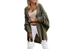 Saodimallsu Kardigan damski z długim rękawem, oversize, kardigan, z otwartym przodem, lekki, długi płaszcz z dzianiny, casualowy, elegancki, jednokolorowy sweter
