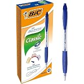 BIC Atlantis Classic t&uuml;kenmez kalem seti, mavi, &ccedil;izgi kalınlığı 0,4 mm, doldurulabilir, 12'li paket, ofis, ev ofis veya okul 