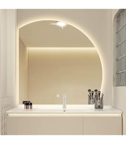 Halfronde led spiegel met verlichting 25x50 cm