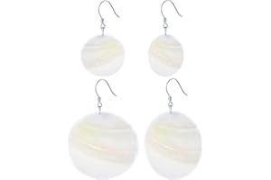 MicLee Fashion Damen Mädchen Weiße Muschel Ohrringe Ohrhänger 925 Sterling Silber 2,8cm/4,5cm Runde Ohrringe Kreative Fischhaken Ohrschmuck