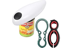 Zhixifan Dosenöffner Elektrisch, 6 in 1 Flaschenöffner für Senioren, Multi dosenöffner, Batteriebetrieben, für Küche Kochen Senioren Kinder Menschen mit schwacher Handkraft