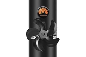 Miaton Log Burner Fan for Wood Burning Stove | Stove Fans Log Burners | Woodburner Stove Top Fan Silent | 5-Blade Flue Pipe Fireplace Fans (With Magnetic Thermometer)