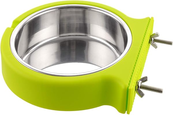 MOACC Caisse Chien Bol Amovible en Acier Inoxydable Gamelle à Suspendre pour Animal Domestique Cage Petit Bol d'eau Feeder Nourriture pour Chiens Chats Lapins Birdsgreen Pet Supplies