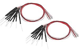 PATIKIL 0805 Pre-Wired Micro LED, 24 Pcs 3-6V Pre-soldered Mini Light Emitting Diodes Surface Mount Device for Model Building, DIY, Science Projects, 9.8" Length, Red