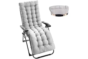 UMAIL Sun Lounger Cushions 10cm/12cm Thick Garden Chair Cushion Sunbed Cushion Soft Recliner Cushion with Non-Slip Top Cover for Garden Indoor Outdoor (Grey, 160 * 50 * 10cm)