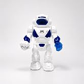 Oyuncak Işıklı Sesli Hareketli Robot Oyuncak 23 CM LED Efektli Pilli Dans Eden Akıllı Robot (Beyaz)