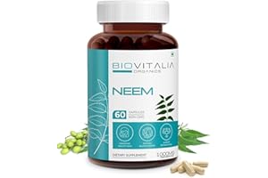 BIOVITALIA ORGANICS Biovitalia Plant Based Neem 1000mg Capsule for Men & Women | Dietary Supplement | Support Healthy Skin | Supports Detoxification - 60 Vegan Capsules