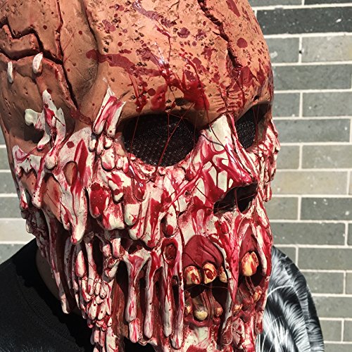 Zombie Monster Dämon Höllenbestie Horror Maske verbanntes Gesicht aus Latex mit Öffnungen an Augen Halloween Karneval Fasching Kostüm Verkleidung für Erwachsene Männer und Frauen Damen Herren gruselig Grusel - 5
