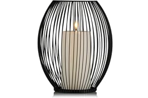 Sziqiqi Lanterne Decorative in Metallo Nero con Portacandele, Portacandele a Colonna in Ferro, Centrotavola da Tavolo Vintage in Filo Metallico per Soggiorno da Pranzo in Casa, Grand