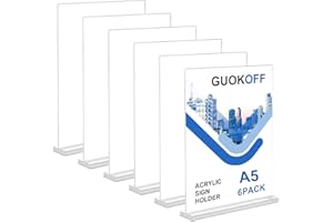 GUOKOFF A5 Porta Menu da Tavolo (6 Pezzi), Porta-avvisi da Tavolo, Portamenù Porta Avvisi da Tavolo, Espositore per Menù Forma di T, Espositore da Tavolo, Supporto da Portamenù per Ristoranti, Hotel, Negozio