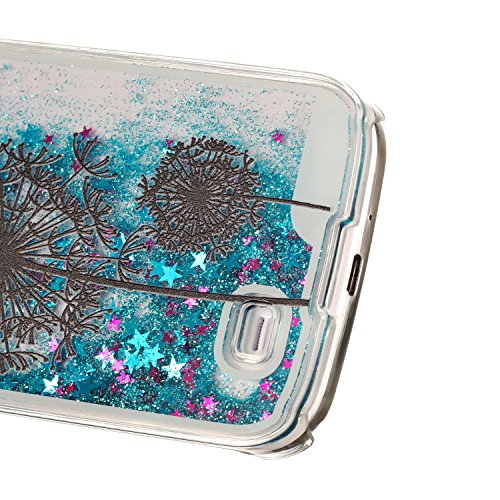 Für Samsung Galaxy S4 Hülle,Für Samsung Galaxy S4 Flüssigkeit Handyhülle,Funyye Luxus Luxuriös [Bunten Muster] Liebe Herzen Star Fließt Treibsand Durchsichtige Handytasche Glänzend Glitzer Diamond Diamant Fließen Flüssig Flüssigkeit Handyhülle Handy Hülle Case Tasche Crystal Case Durchsichtig Schutzhülle Etui Bumper Für Samsung Galaxy S4 + 1 x Frei Displayschutzfolie – Blau Glitter,Schwarzer Löwenzahn - 3