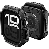 Spigen Apple Watch 46mm Seri 11/10 ile Uyumlu Kılıf Rugged Armor 2 &Uuml;st D&uuml;zey Koruma Siyah Karbon Kapak - ACS10499 (Spigen TR 