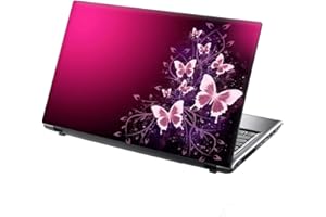 15.6 INCH TAYLORHE SKINS TaylorHe - Laptop Skin Adesivo in Vinile per Computer Portatile da 13-14" (34cm x 23,5cm) Prodotto in Inghilterra Farfalle Rosa e Viti, per Le Ragazze