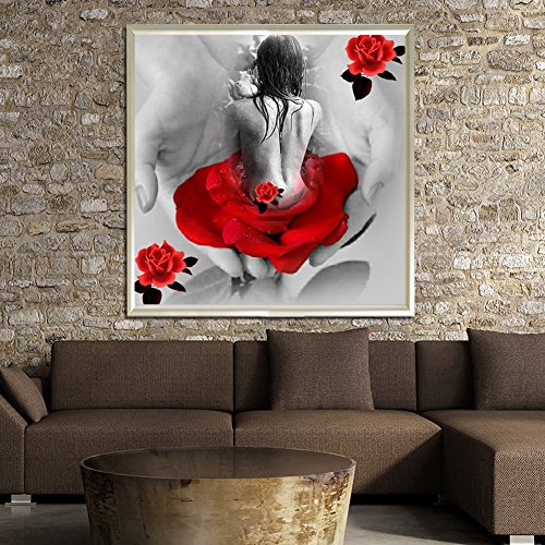 Amazingdeal365 Motiv-Rose Mädchen 5D DIY Diamond Stickerei Malerei Kreuzstich Kinderhandarbeit zum Lernen für Balkon,Terasse,Café,Kinderzimmer,Wohnzimmer, Schlafzimmer, Arbeitszimmer usw. - 3