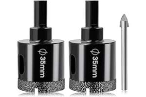 Dry Diamond Core Drill Bit Set Josaton 2Pcs 35mm Diamond Hole Saw with Triangle Shank for Porcelain Tile Ceramic Granite Marble