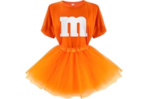 FONYFA Letter M Halloween Costumes T-Shirt Tutu Skirts, Team Group T-Shirt, Funny Costumes for Halloween Christmas Party Costume