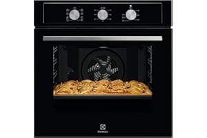 Electrolux Forno Multifunzione da Incasso EOH2H04K Serie 300, 60 cm, 72 L, Classe A+, Funzione Pizza & Grill Ventilato, Pulizia AquaClean, Vano XL InfiSpace, Vetro Nero, EOH2H04K, 590x560x550 mm