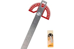 FEMONGY Rapporteur dangle, Règle dangle rapporteur, Verstellbarer Holzbearbeitungsmarker und Messlineal aus Edelstahl, Für Schule, Schreibtisch, Malen, Zeichnen und Skizzieren, rouge, 30cm