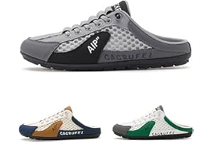 AMOUSDRDR Mens Backless Sneakers Slip On Backless Breathable Mesh Slippers Comfortable Casual Slippers