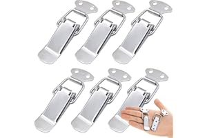Chiusura a Leva Caricate a Molla, HZYIQ 6 Pacchi Fermaglio a Molla Acciaio Inox, Chiusure a Leva per Porta, Finestra, Mobili, Ferramenta, Cassetto, Armadietto, Cassetta Degli Attrezzi - Argento