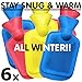Medipaq® Mini Hot Water Bottles - 6 Pack - Two of Each Colour
