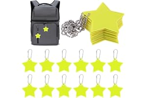 Molain Sicherheits Reflektor Anhänger, 12Stück Stern Reflektoren Kinder Anhänger für Rucksack Schulranzen, Reflektierende Schlüsselanhänger für Schultasche Rucksack Radfahren Gehen Laufen