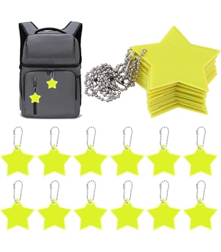 30pcs Ciondolo Riflettente Portachiavi Riflettenti Stella, 8 Colori